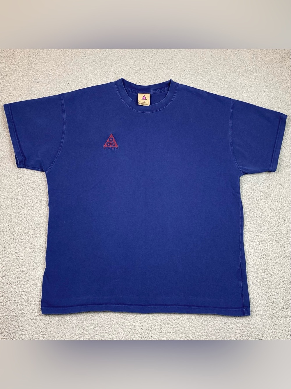 Nike ACG T Shirt Men's Size L Blue Short Sleeve Cotton Crewneck Logo Large